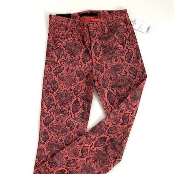 J Brand Selena Snakeskin Print Crop Bootcut Jeans Coated Kalani Boa - Picture 4 of 7